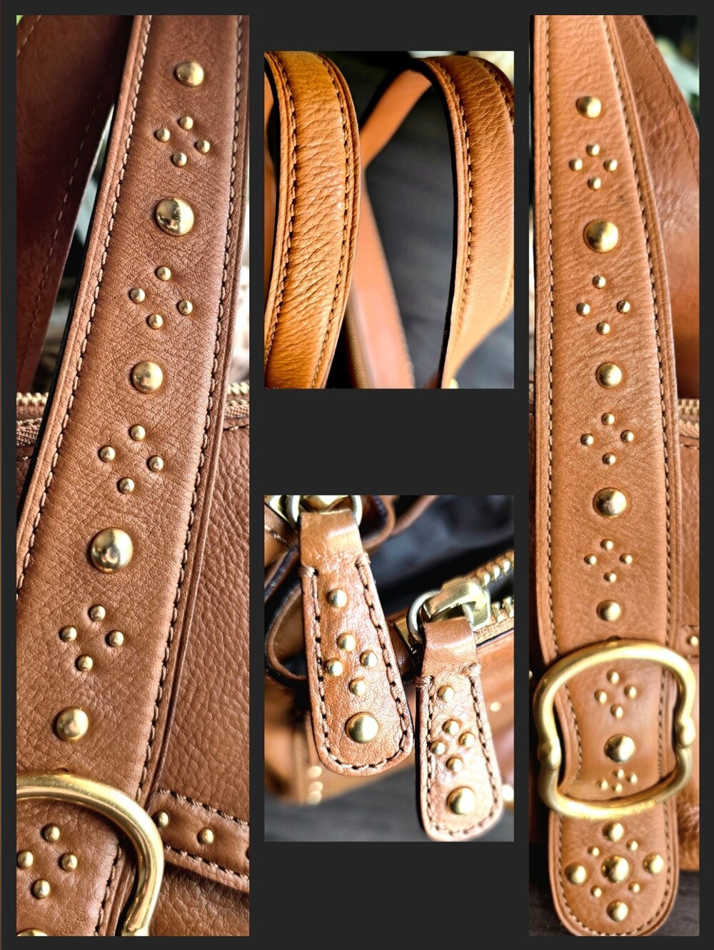Michael Kors Y2K Vintage Tan Leather Studded Satchel Bag Rare - Picture 13 of 16